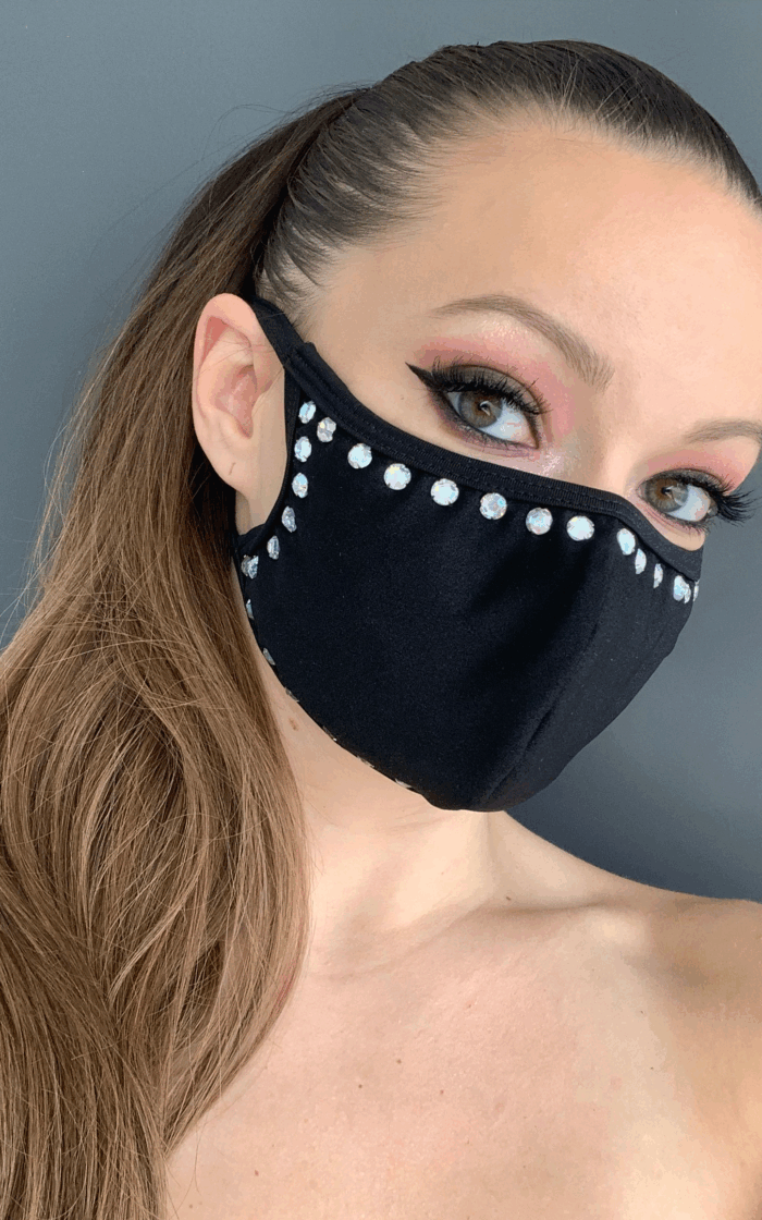 Multi Layered Face Mask - Rhinestones