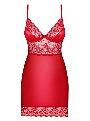 Obsessive Lovica Chemise and Thong Set - Red - XXL