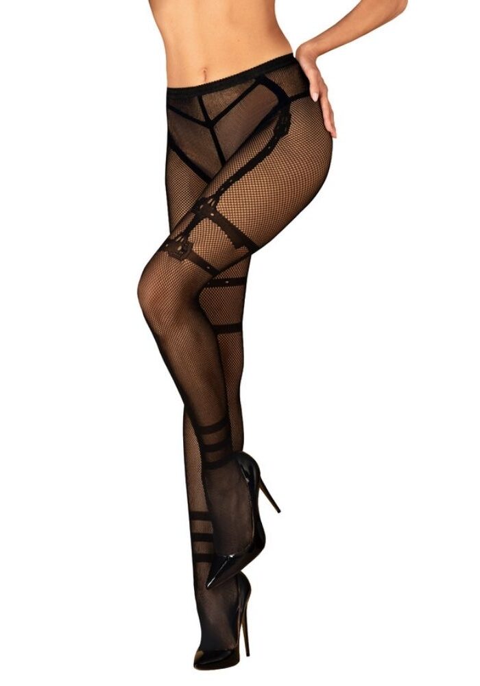 Obsessive Mock Garter Crotchless Tights
