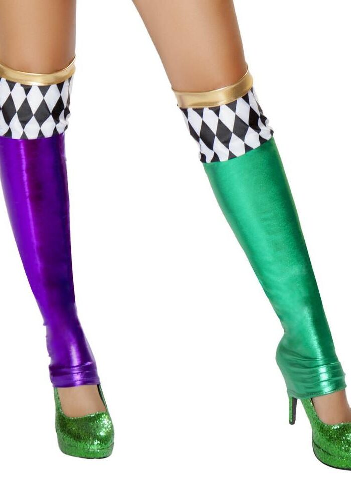 Pair of Purple and Green Metallic Leggings