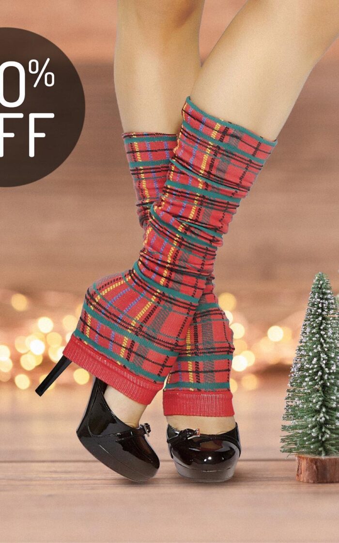 Pair of Red Plaid Leg Warmers
