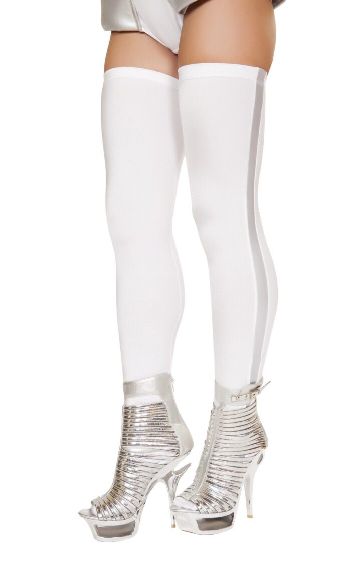 Pair of White Leggings with Silver Metallic Top