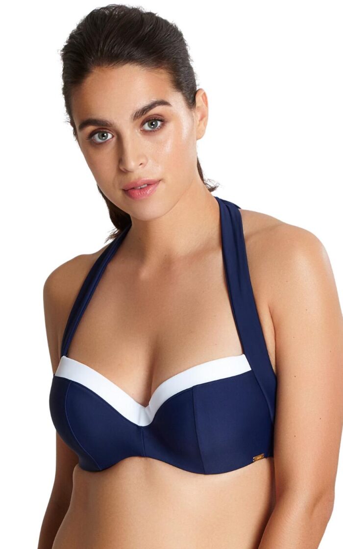 Panache Anya Cruise Moulded Multiway Halter Bikini Top - Navy/White - 32FF