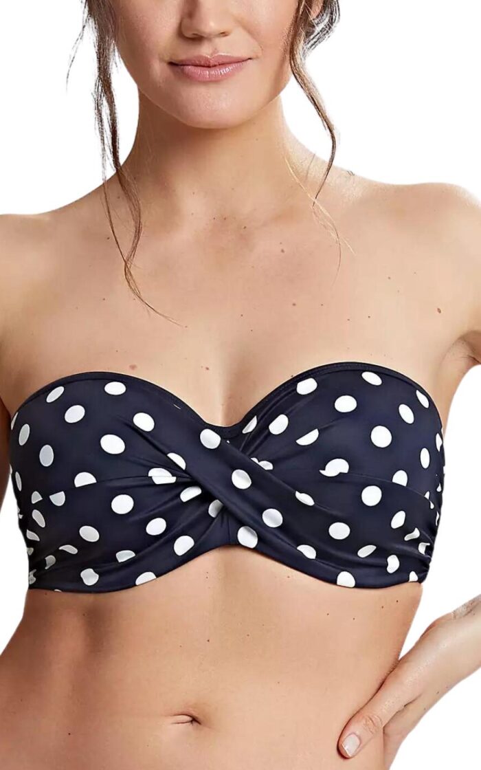 Panache Anya Riva Spot Twist Bandeau Bikini top - Navy/Vanilla - 30D