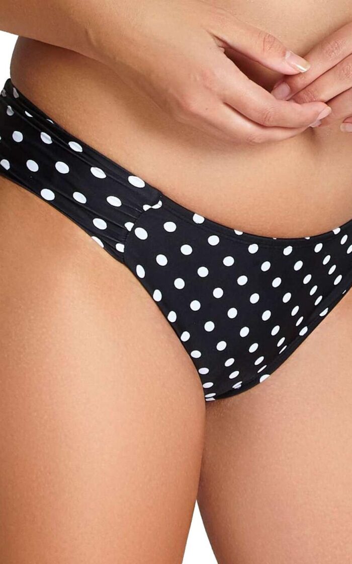 Panache Anya Spot Gather Bikini Brief - Black/White - XS - 8