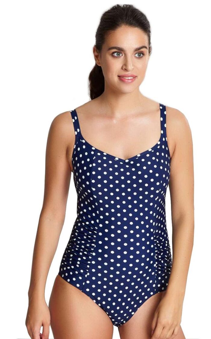 Panache Anya Spot Swimsuit - Navy/Ivory - 32D