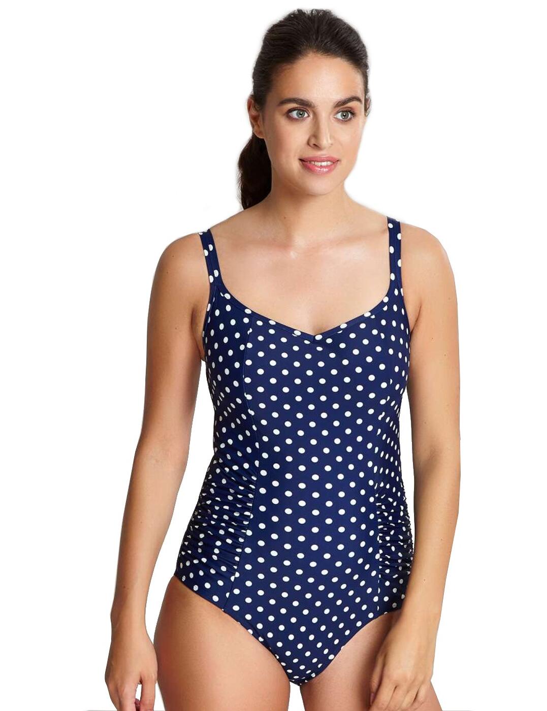 Panache Anya Spot Swimsuit - Navy/Ivory - 32D