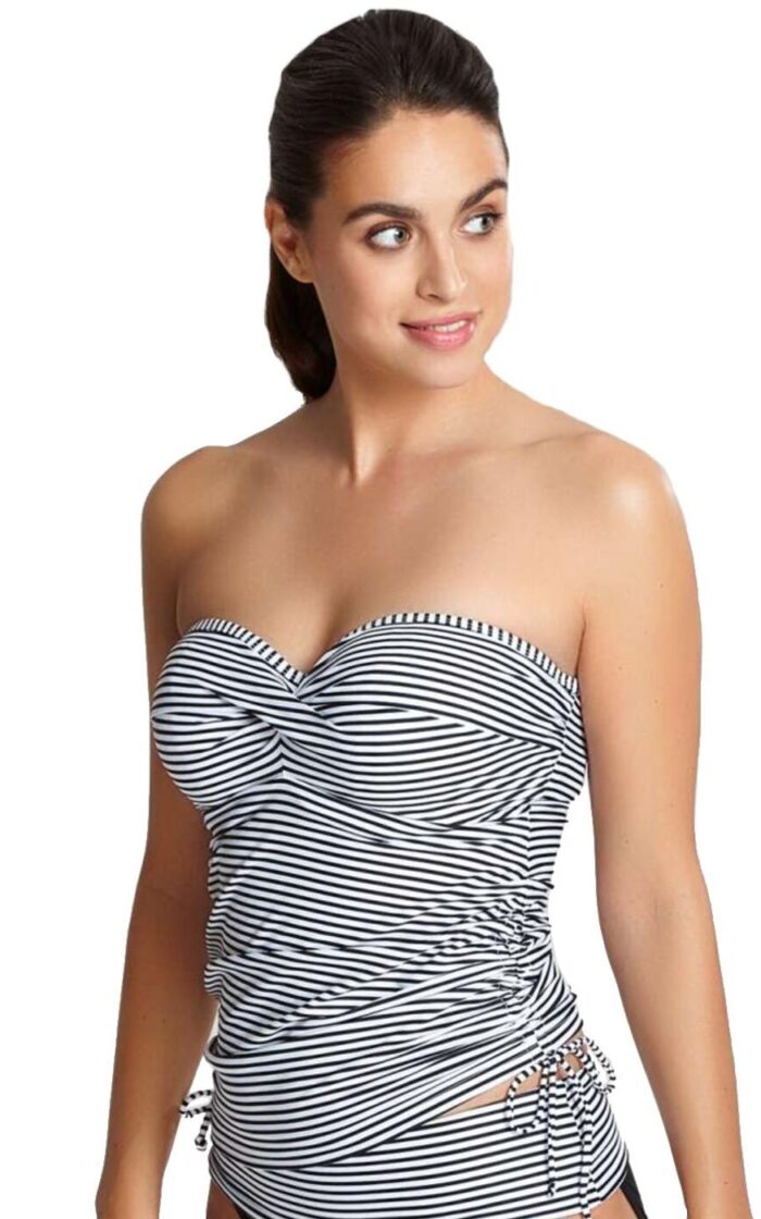 Panache Anya Stripe Tankini Top - Black/White - 30G