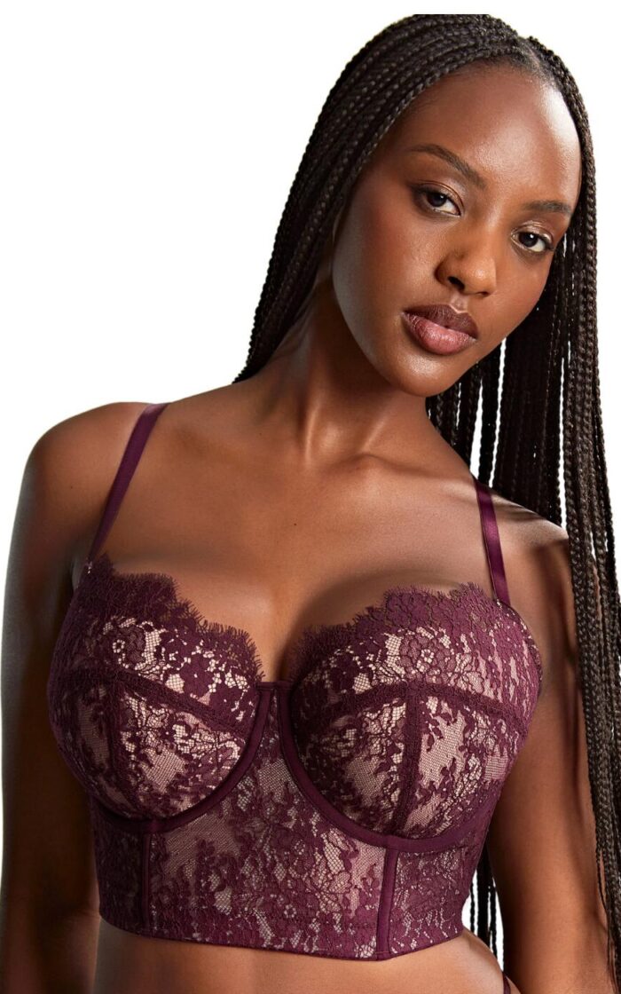 Panache Carmen Lace Bustier Bra - Mulberry - 32F