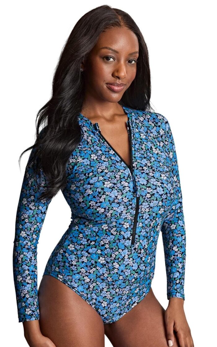 Panache Grace Long Sleeve Swimsuit - Posy Print - XS - 8