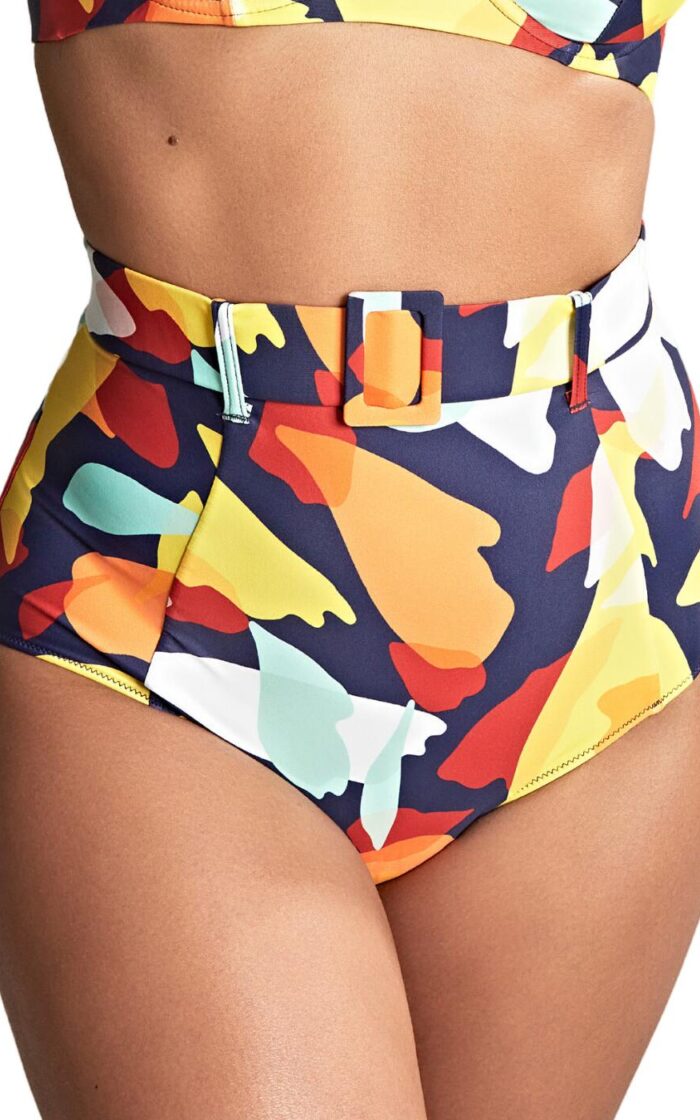 Panache High Waist Belted Bikini Brief - Puglia Print - XS - 8