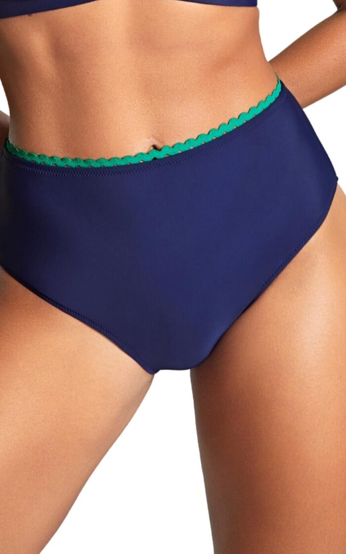 Panache High Waist Bikini Brief - Ric Rac Navy - XS - 8
