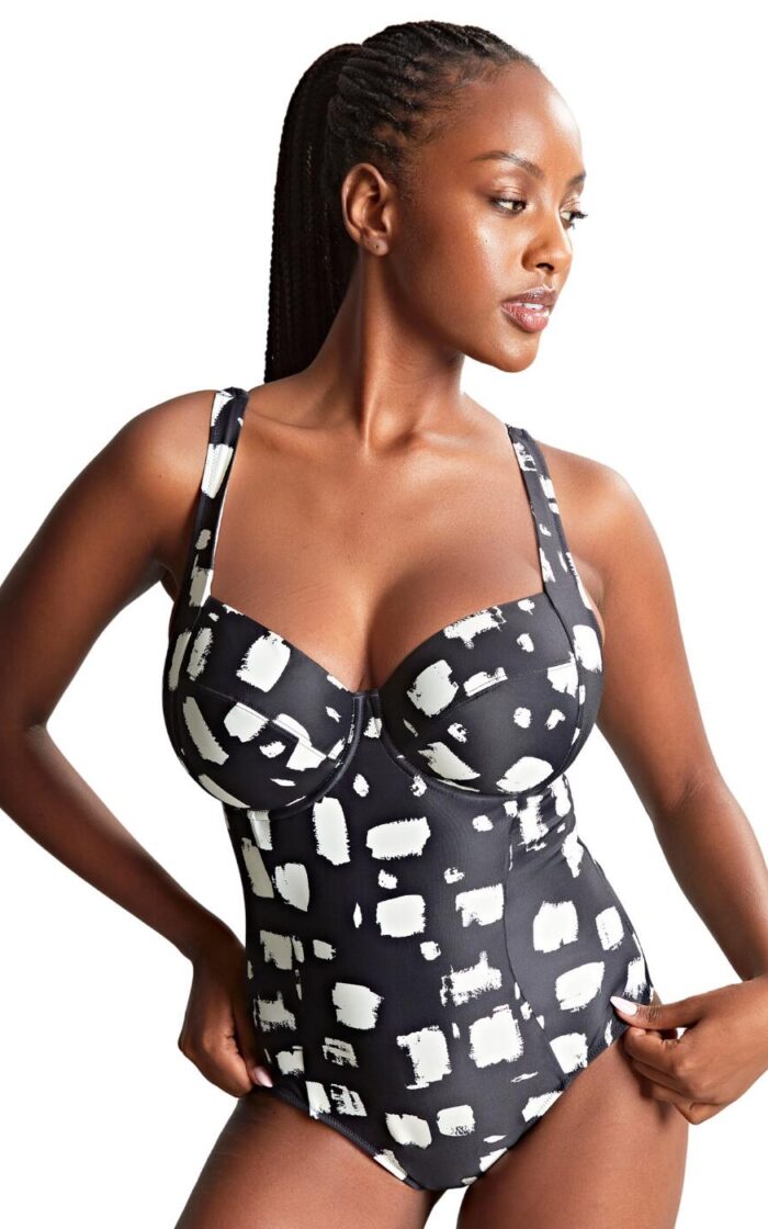Panache Paloma Balcony Swimsuit - Black Sand Print - 30G