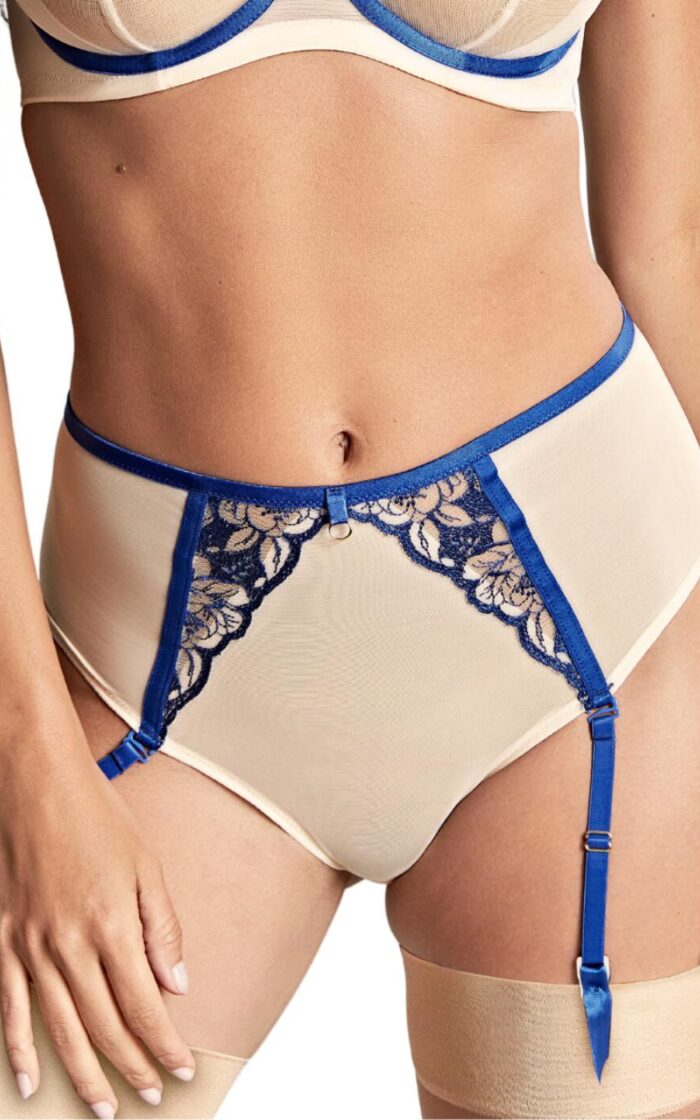 Panache Rosa Suspender Brief - Cobalt/Latte - S - 10