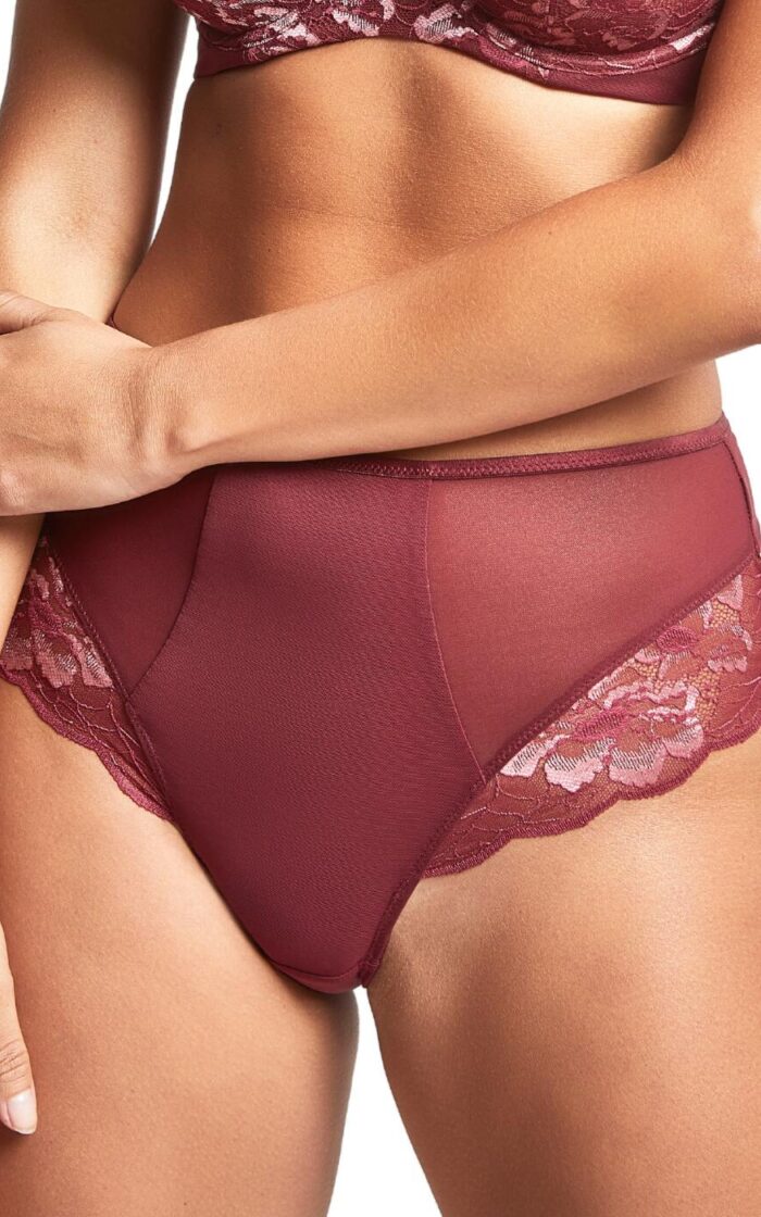 Panache Sabrina High Waist Brazilian Brief - Red Rose - XS - 8