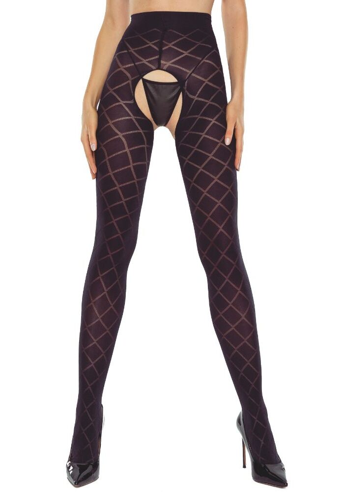 Passion Diamond Pattern Crotchless Tights