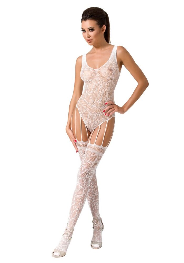 Passion Floral Net Suspender Bodystocking