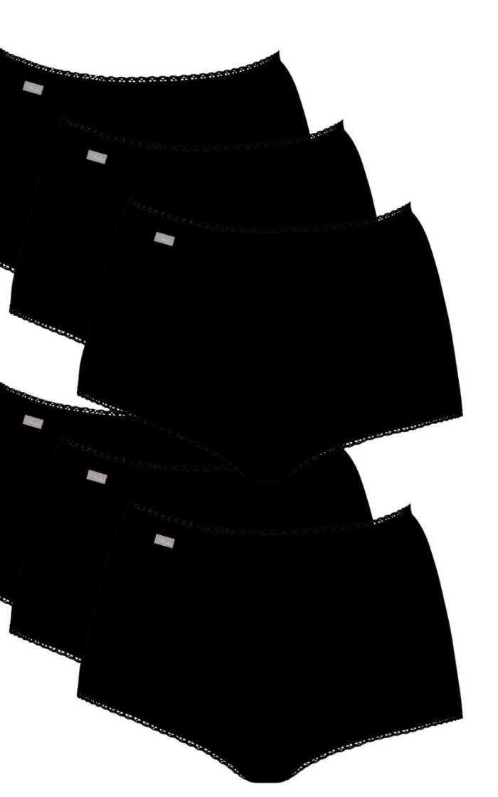 Playtex Pure Cotton Maxi Stretch Brief 6 Pack - Black - 7XL - 28