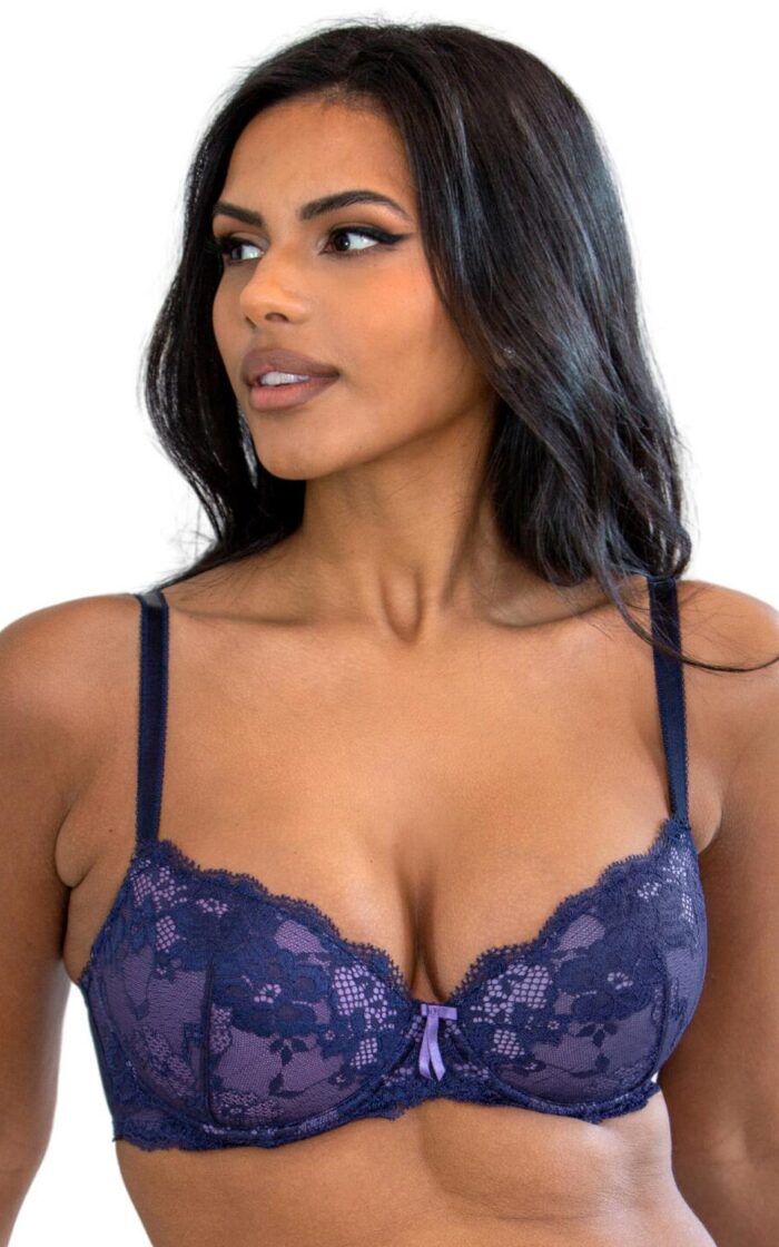 Pour Moi Amour Padded Underwired Bra - Navy/Lavender - 32D