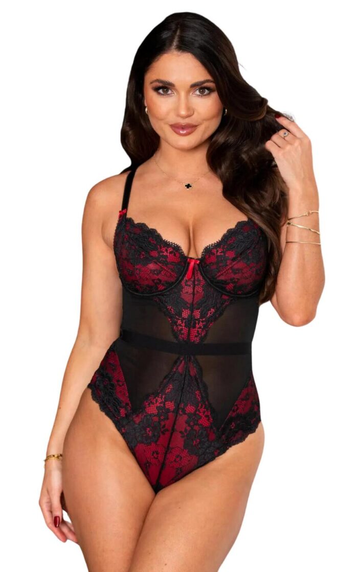Pour Moi Amour Underwired Body - Black/Scarlet