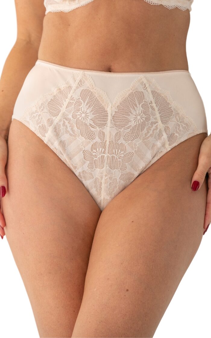 Pour Moi Atelier Lace High Waist Deep Brief - Ivory/Champagne - S - 10