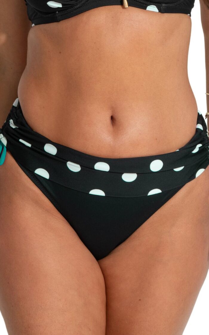 Pour Moi Beach House Fold Over Bikini Brief - Black/Teal - S - 10