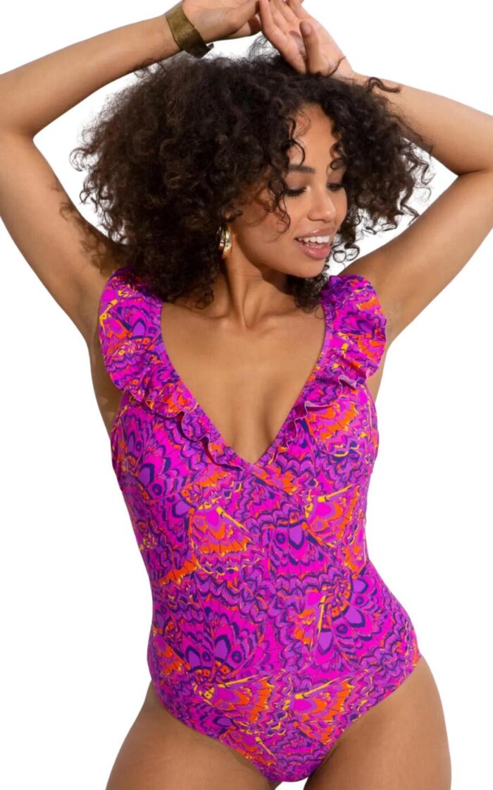 Pour Moi Bermuda Frill Swimsuit - Multi - XS - 8