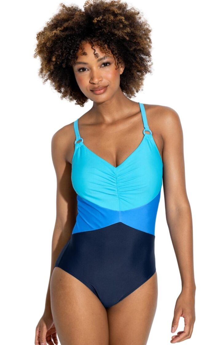 Pour Moi Brighton V Neck Tummy Control Swimsuit - Navy/Blue - S - 10