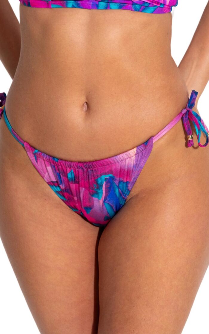 Pour Moi Cabana Tie Side Bikini Brief - Purple Floral - M - 12