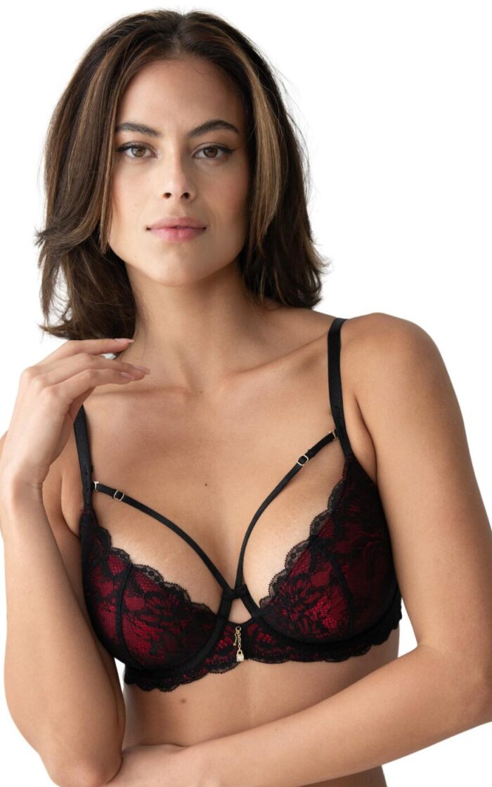 Pour Moi Desire Padded Bra - Black/Red - 32D