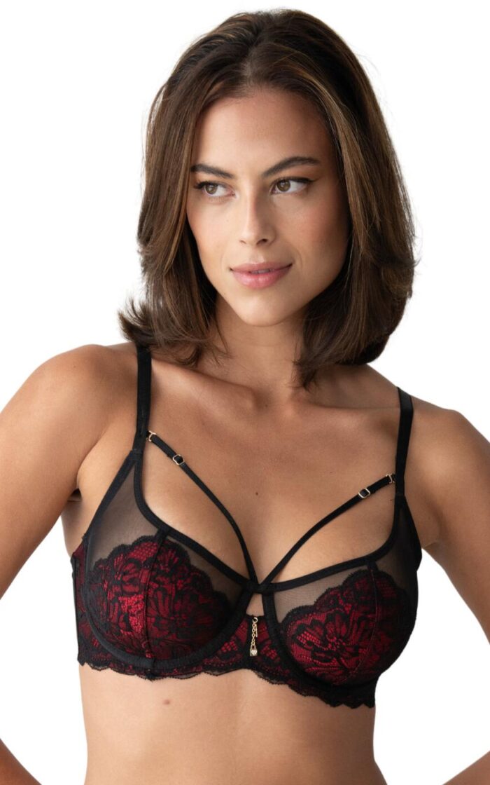 Pour Moi Desire Underwired Bra - Black/Red - 32DD