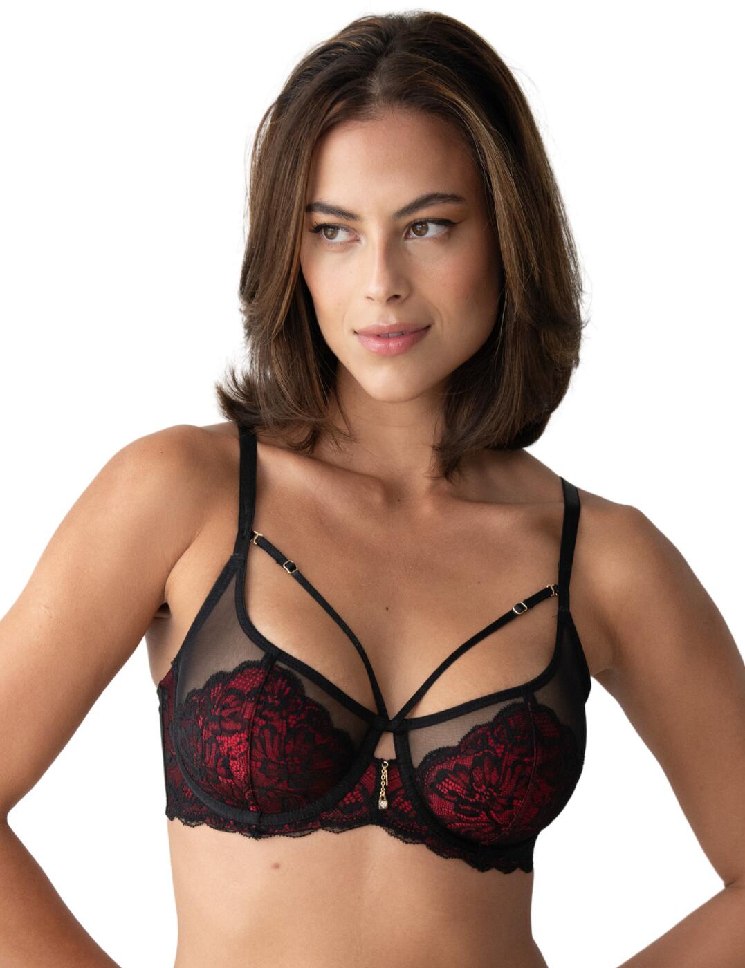 Pour Moi Desire Underwired Bra - Black/Red - 32DD