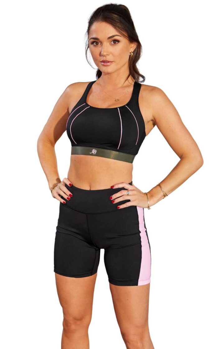 Pour Moi Energy Colour Block Cycling Short - Black/Pink/Khaki - XS - 8