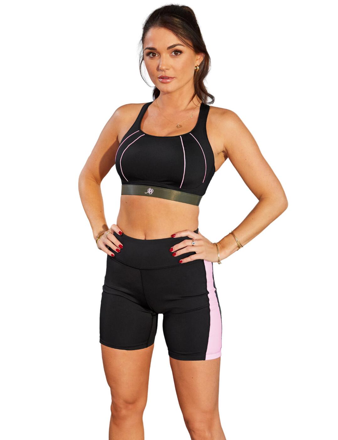Pour Moi Energy Colour Block Cycling Short - Black/Pink/Khaki - XS - 8