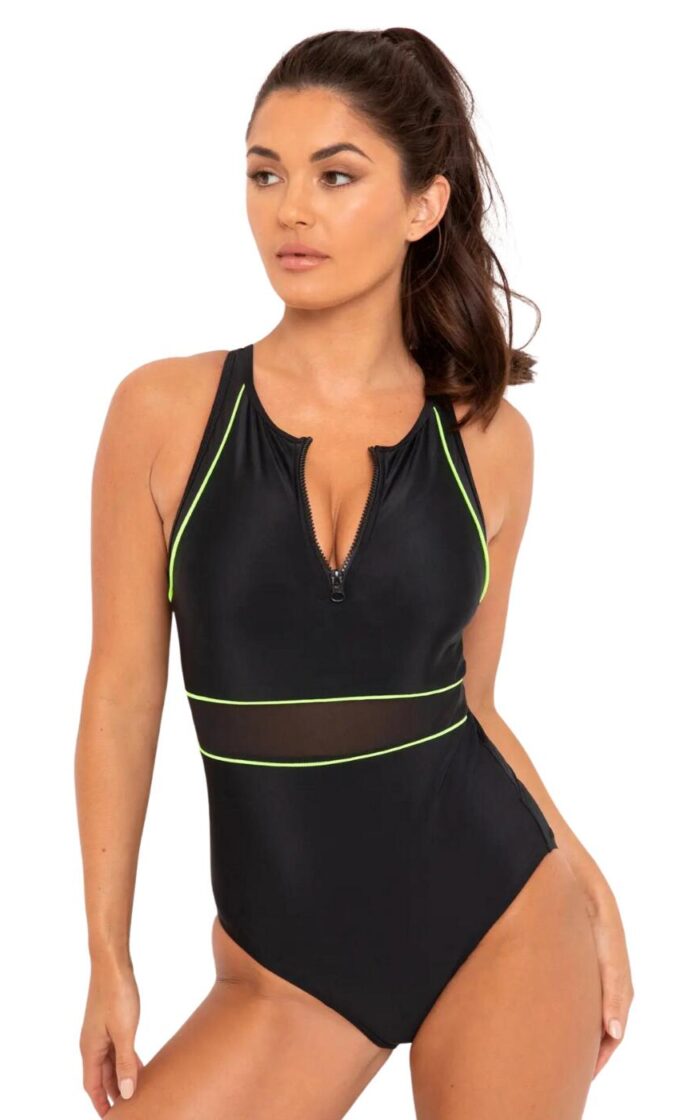Pour Moi Energy Recycled Material High Neck Swimsuit - Black - XS - 8