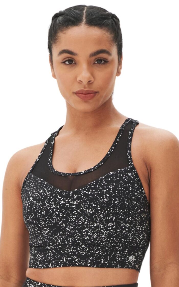 Pour Moi Energy Reflective Mesh Crop Top - Black/Silver - XS - 8