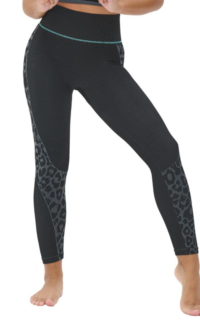 Pour Moi Energy Seamless Sports Leggings - Black/Grey/Aqua - XS - 8