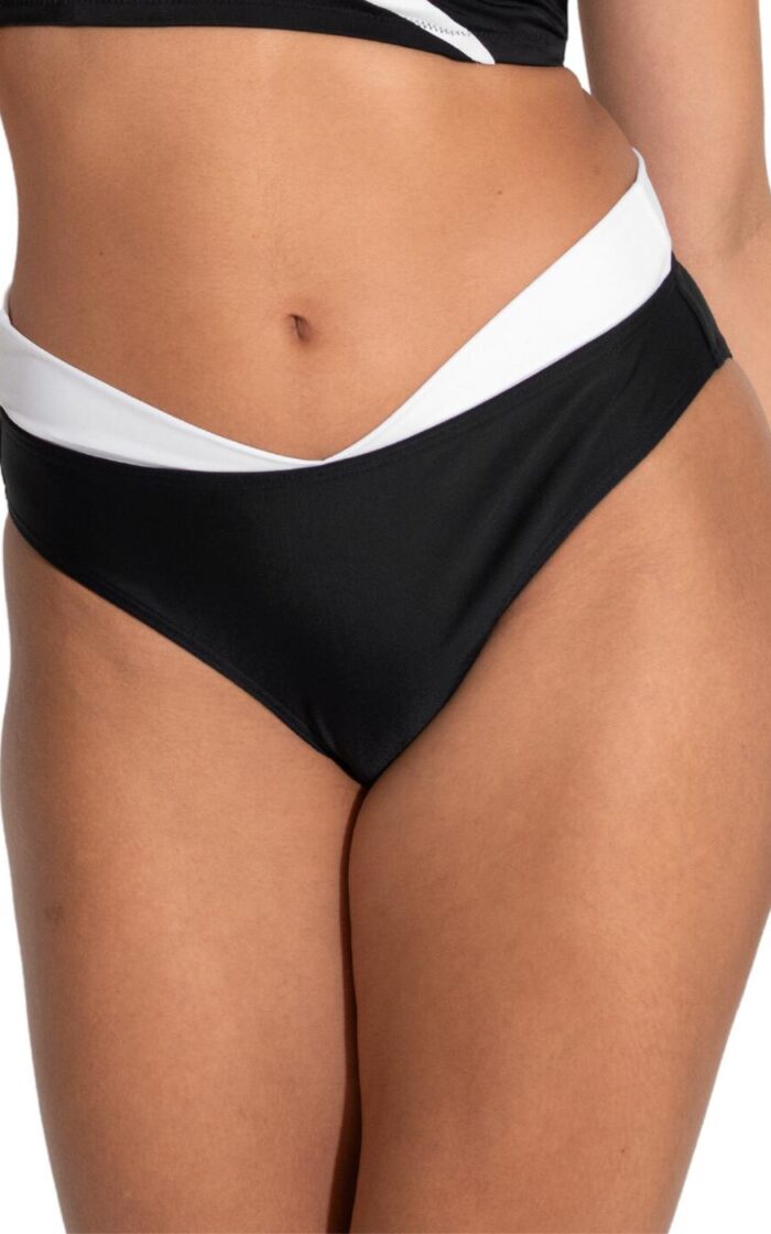 Pour Moi Fifth Avenue V Bikini Brief - Black/White - XS - 8