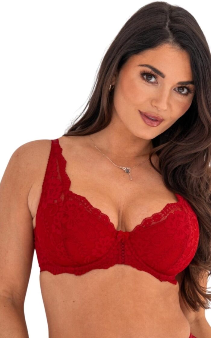 Pour Moi Fleur Lightly Padded High Apex Bra - Red - 32C