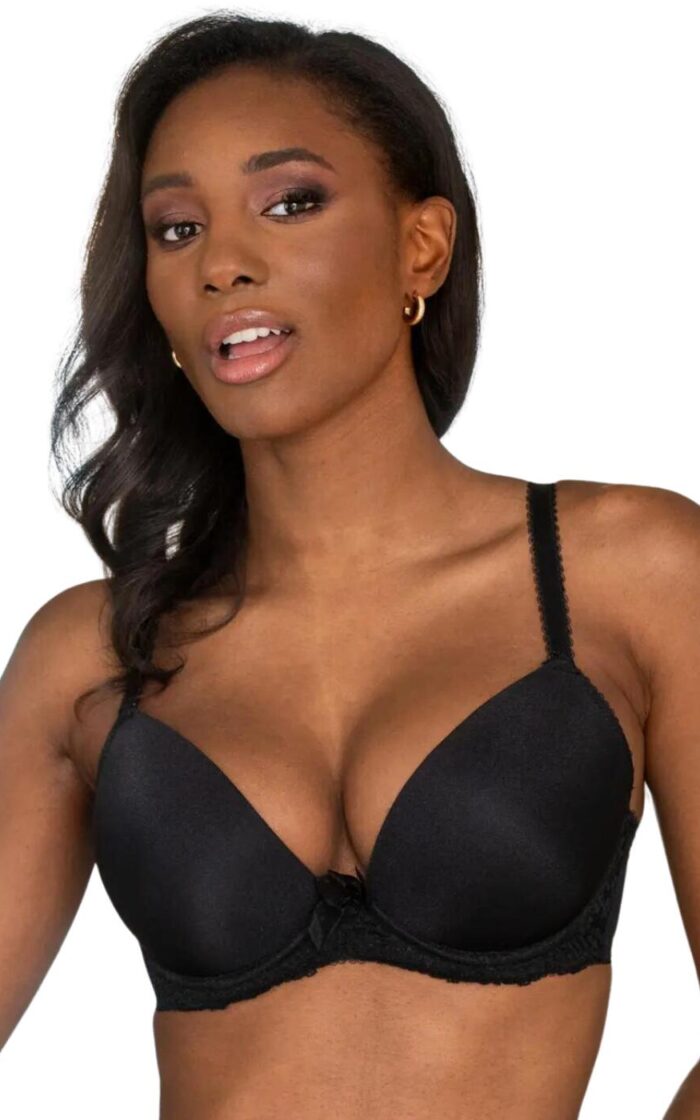 Pour Moi Flora Plunge Push Up T Shirt Bra - Black - 34F