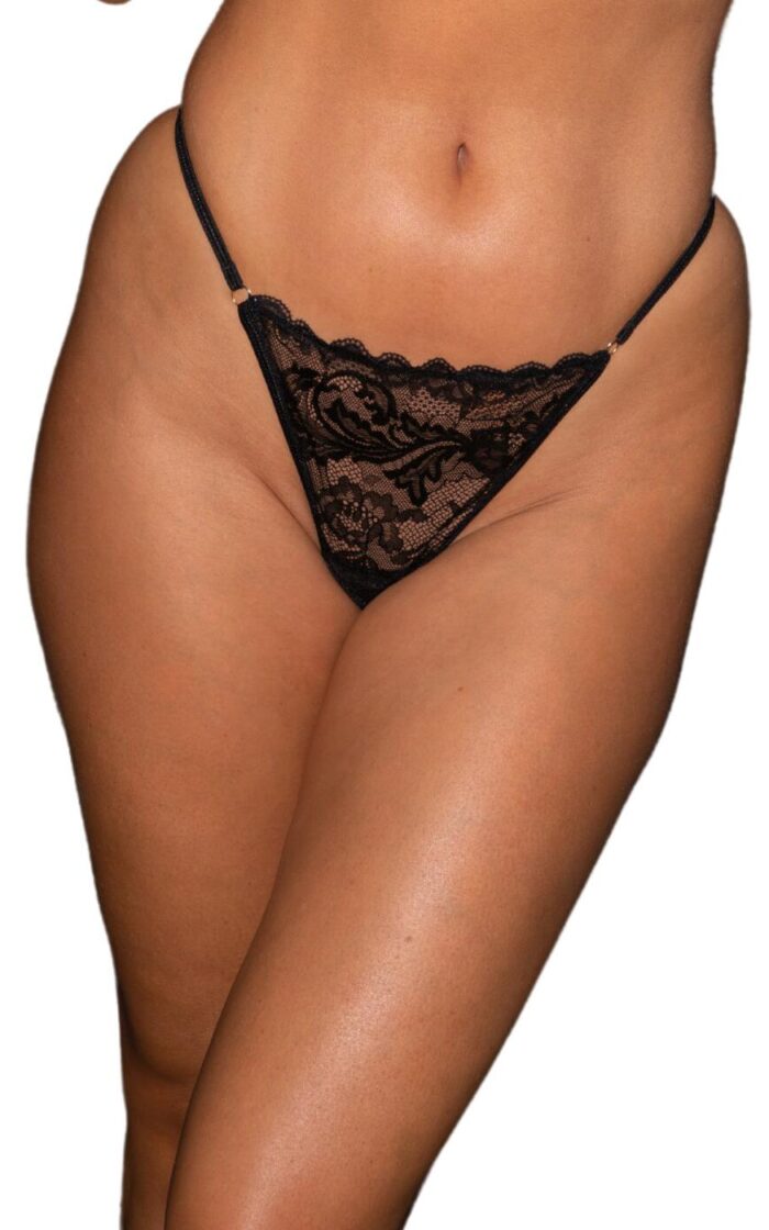 Pour Moi For Your Eyes Only Crotchless Thong - Black - XS - 8