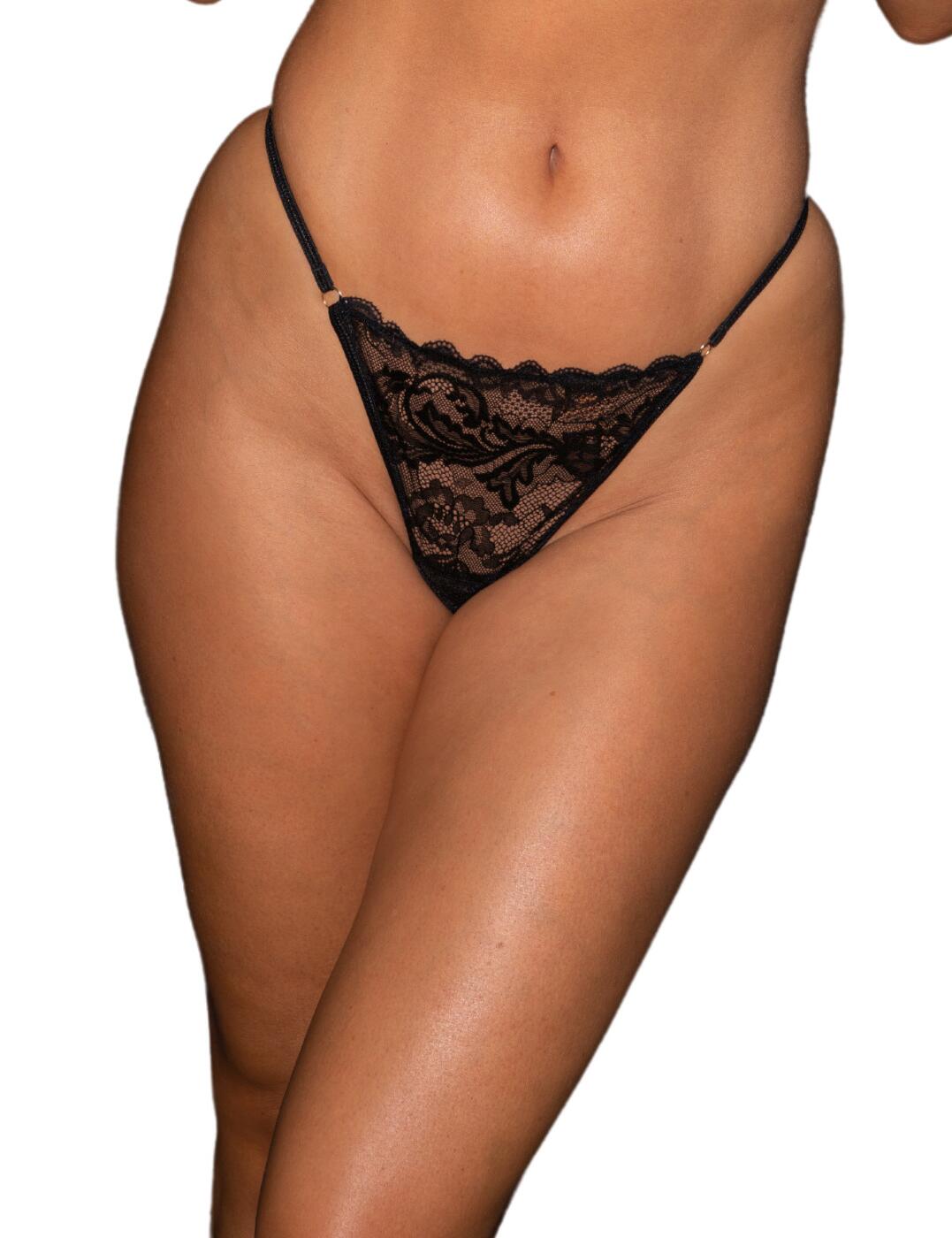 Pour Moi For Your Eyes Only Crotchless Thong - Black - XS - 8
