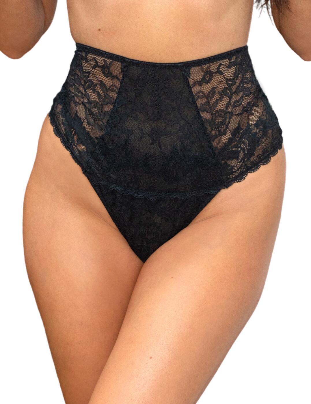 Pour Moi For Your Eyes Only High Waist Crotchless Thong - Black - M - 12