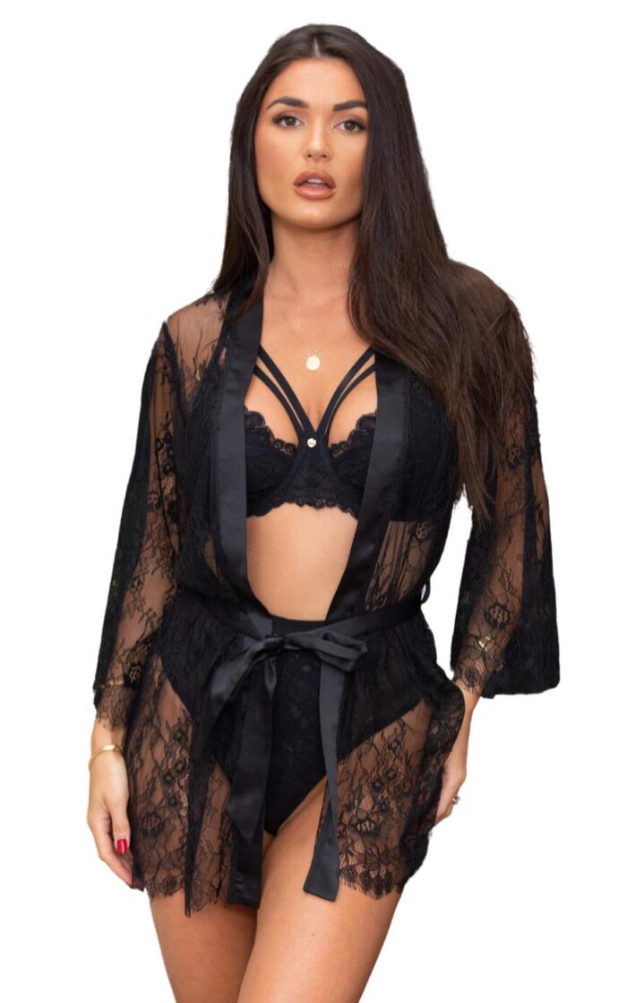 Pour Moi For Your Eyes Only Lace Gown - Black