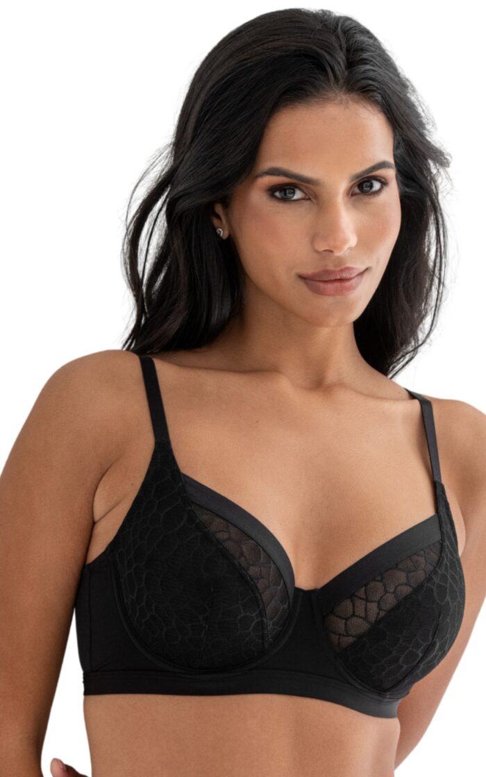 Pour Moi Geo Sculpt Underwired Bra - Black - 32DD