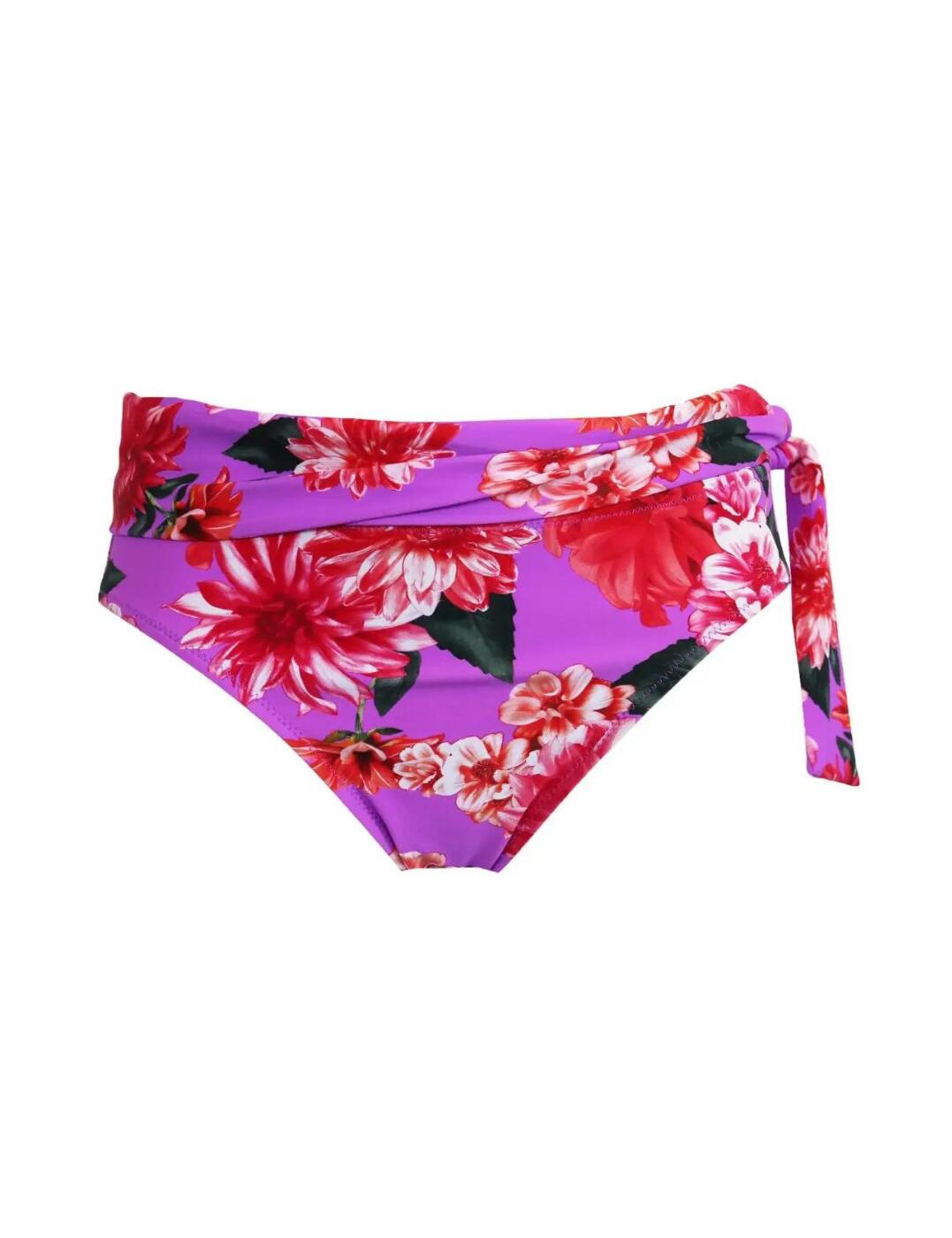 Pour Moi Getaway Fold Over Tie Bikini Brief - Ultraviolet Floral - 2XL - 18