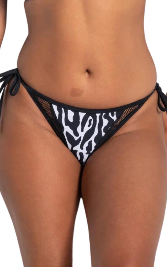Pour Moi Glamazon Tie Side Bikini Brief - Black/White - XS - 8