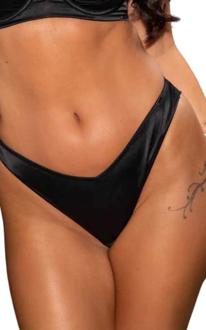 Pour Moi India Satin Brazilian Brief - Black - S - 10