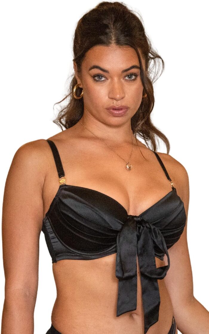 Pour Moi India Satin Plunge Bra - Black - 32C