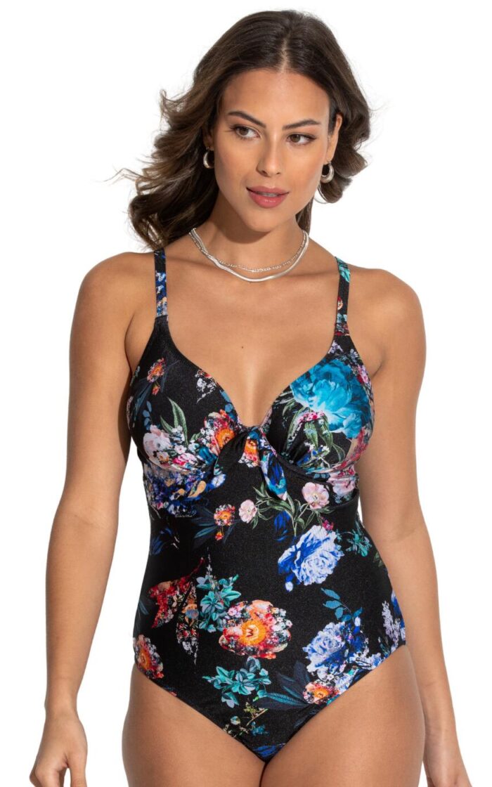 Pour Moi Lisbon Swimsuit - Black Floral - 32D